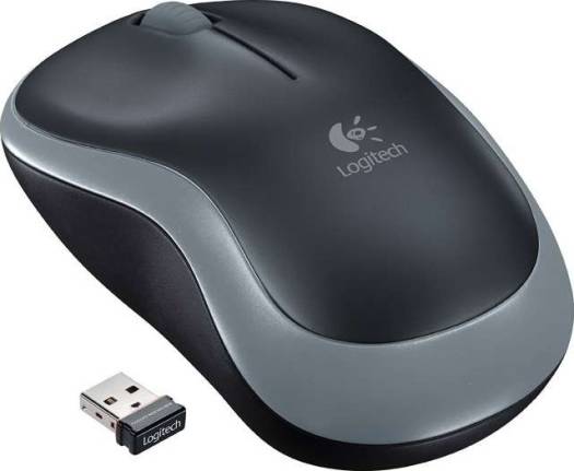 Logitech M185 Wireless Mouse with instant plug-and-play setup, reliable 2.4GHz wireless connection, and single AA battery power — Swift Gray.