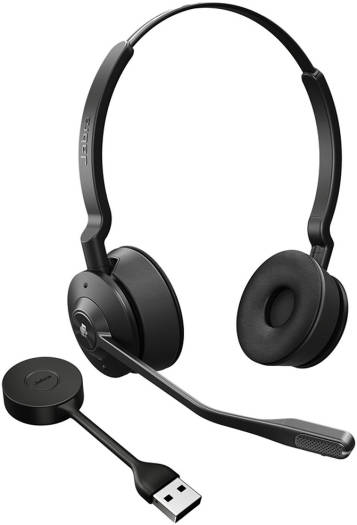 Jabra Engage 55 MS Stereo USB-A Headset, Robust & Flexible USB Adapter, Safetone 2.0 Hearing Protection, 150m Wireless Range, Noise Cancelling Mic, MS Teams & Zoom Certification, Black