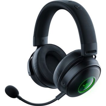 Razer Kraken V3 Pro Wireless Gaming Headset featuring Haptic Feedback Technology, 50mm Drivers, THX Spatial Audio, 20Hz–20kHz Frequency Response, and Plush Oval Ear Cushions, Black.
