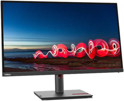 Lenovo ThinkVision T27i-30 27-inch FHD WLED monitor with a 60Hz refresh rate, up to 4ms response time, 16:9 aspect ratio, 16.7 million color support, IPS-level panel, in black.