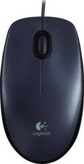 Logitech M90 Wired Mouse – ambidextrous design, 1000 DPI optical sensor, and sleek black finish.