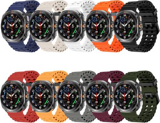 HAYONLIY Sport Silicone Band – Compatible with Samsung Galaxy Watch Ultra 47mm (2024), Breathable, Waterproof, and Soft Replacement Strap for Men and Women