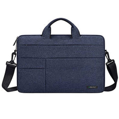 Protect premium-quality laptop bag in blue, fits laptops up to 13.3–14 inches, water-resistant, with a convenient top-loader design.