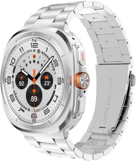 Uponhau Stainless Steel Band for Galaxy Watch Ultra 47mm (2024), No-Gap Metal Strap Compatible with Samsung Galaxy Watch 7 Ultra 47mm for Men and Women (Silver).