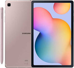 Samsung Galaxy Tab S6 Lite (2022) with S Pen – 10.4" WUXGA+ display, 4GB RAM, 128GB storage, Wi-Fi and 4G LTE connectivity, 8MP rear and 5MP front cameras, 7040mAh battery, UAE version, in Chiffon Pink.