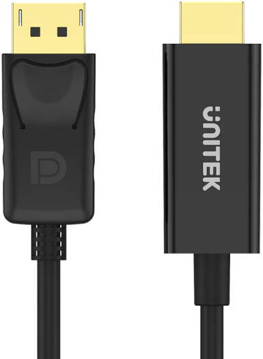 Unitek DisplayPort to HDMI Full HD Cable (1.8m, Black) supports up to 1920×1200 resolution with audio and video pass-through. Plug-and-play design requires no software, delivering reliable, high-quality Full HD performance.