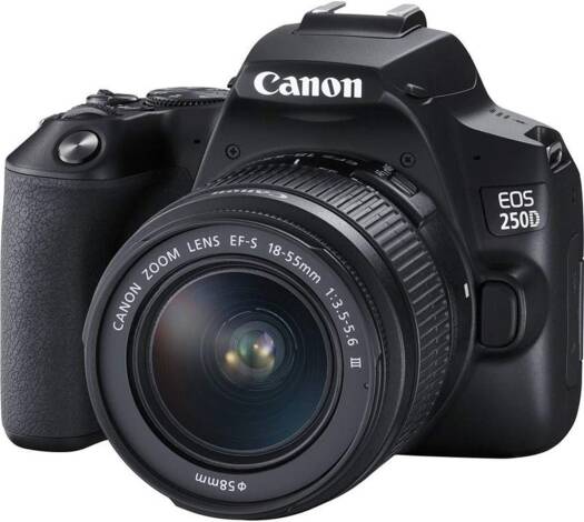 Canon EOS 250D DSLR Camera Kit – includes EFS 18–55mm DC III lens.