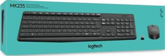Logitech MK235 Wireless Keyboard and Mouse Combo, Dual English/Arabic Layout, Reliable 2.4GHz Connection, Grey