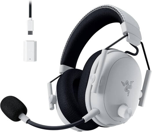 Razer BlackShark V3 Pro Gaming Headset – HyperSpeed Wireless Gen 2, Hybrid Active Noise Cancellation, detachable Razer HyperClear Full Band 12mm unidirectional mic, compatible with PC, White.