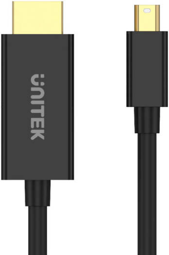 Unitek Mini DisplayPort to HDMI 1.4 Cable (2m, Black) supports up to 4K@30Hz, HDCP 2.2, HDR, 3D video, and audio pass-through. Its plug-and-play design ensures easy, high-quality connectivity for seamless visuals and sound.