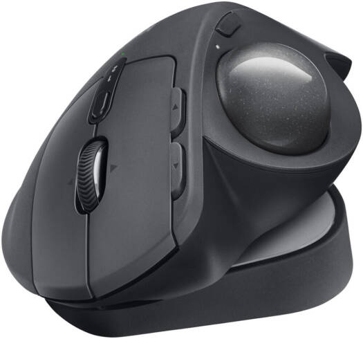 Logitech MX Ergo S Plus Wireless Trackball Mouse – features a 2048 DPI laser sensor, 20° adjustable hinge, 6 programmable buttons, 4-way scrolling, dual 2.4 GHz and Bluetooth connectivity, 500 mAh rechargeable battery