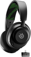 SteelSeries Arctis Nova 4X Wireless Multi-Platform Gaming Headset with 360° spatial audio, high-speed 2.4GHz wireless, up to 36 hours of battery life, USB-C connectivity, ClearCast Gen 2 microphone, compatible with Xbox Series X|S, PC, and PS5, in black.