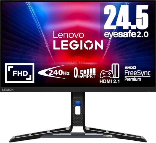 Lenovo Legion R25f-30 gaming monitor with a 24.5-inch FHD VA display, up to 280Hz refresh rate, 0.5ms (MPRT) response time, AMD FreeSync Premium support, built-in speaker, in Raven Black.