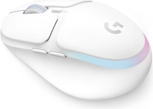 Logitech G705 Wireless Gaming Mouse – 6 fully programmable buttons, up to 40 hours of battery life, adjustable DPI range from 100 to 8,200, LIGHTSYNC RGB illumination, sleek white design.