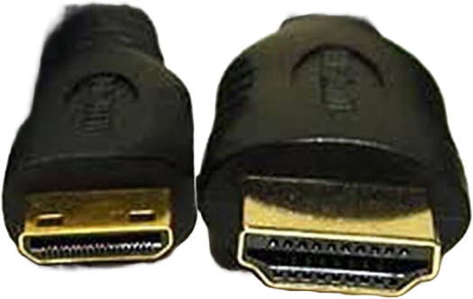 Generic HDMI to Mini HDMI Cable in black, featuring 12 V input voltage, high-quality signal transmission, and broad device compatibility.