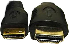 Generic HDMI to Mini HDMI Cable in black, featuring 12 V input voltage, high-quality signal transmission, and broad device compatibility.