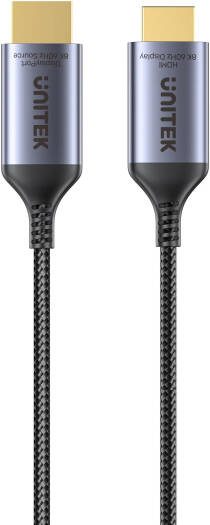 Unitek DisplayPort 1.4 to HDMI 8K Cable (1.8m, Space Grey) supports up to 8K@60Hz UHD resolution, Active HDR, HDCP 2.3, and Dolby Atmos. Its aluminum case with nylon braided design ensures durability and high-quality, reliable performance.