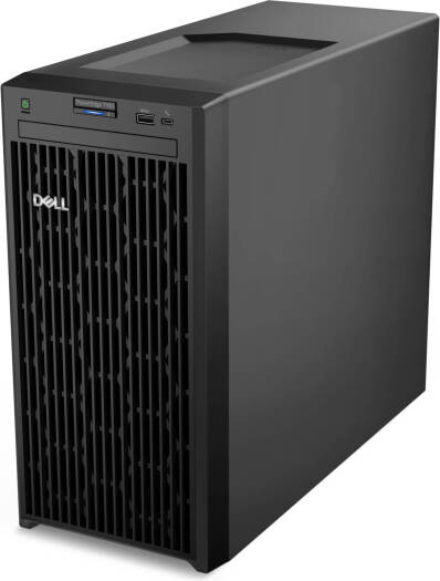 Dell PowerEdge T150 tower server with Intel Xeon E-2314 2.8GHz CPU, 32GB UDIMM 3200MT/s RAM, two 2TB 7.2K SATA 6Gbps 3.5" HDDs, iDRAC9 Basic 15G, in black.