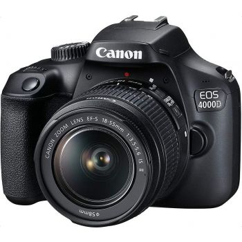 Canon EOS 2000D DSLR camera in black, paired with the EF-S 18–55mm f/3.5–5.6 IS II lens.