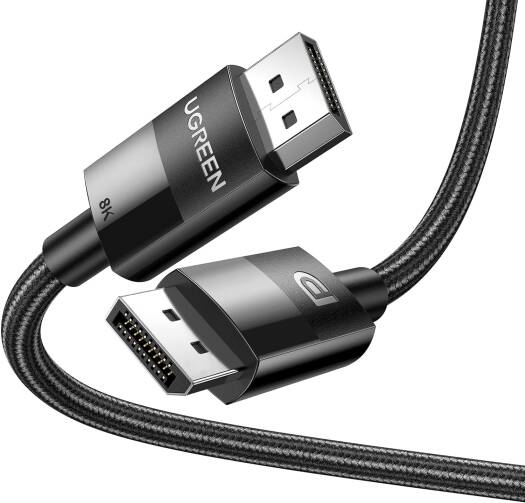 UGREEN 8K HDMI 2.1 Ultra High-Speed Cable, supporting 4K@240Hz and 8K@60Hz with 48Gbps bandwidth, braided male-to-male design, nickel-plated connectors, 3 meters, black.
