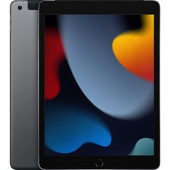 Apple iPad (9th Generation, 2021) – 10.2" display, Wi-Fi + Cellular connectivity, 64GB storage, A13 Bionic chip, 12MP ultra-wide front camera, iPadOS 15, in Space Grey.