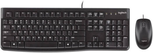 Logitech MK120 Wired Keyboard and Mouse Combo for Windows – Full-Size Keyboard with English/Arabic Layout, Optical Wired Mouse, USB Plug-and-Play, Compatible with PC and Laptop, Black.