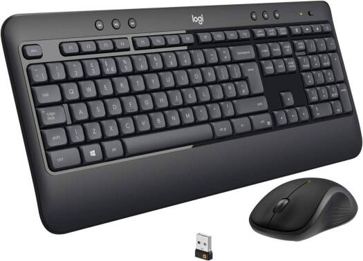 Logitech MK540 Wireless Keyboard and Mouse Combo, 2.4GHz Connectivity with Unifying USB Receiver, Full-Size English Keyboard with Multimedia Hotkeys, Wireless Mouse Included, Up to 3-Year Battery Life, Compatible with Windows PC/Laptop