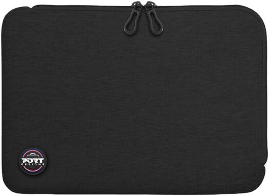 Port Designs Cover TORINO II 13/14" Laptop Sleeve, L-Shaped Opening, Neoprene Cotton, Double Lockable Metal Dashes, Black