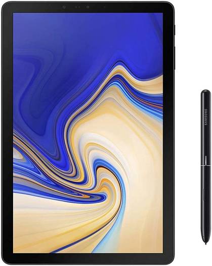 Samsung Galaxy Tab S4 with S Pen – 10.5" Super AMOLED display, Octa-Core 2.3 GHz processor, 4GB RAM, 64GB storage, Wi-Fi and 4G LTE connectivity, 13MP rear and 8MP front cameras, 7300mAh battery, in Black.