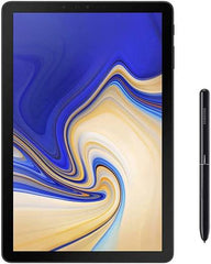 Samsung Galaxy Tab S4 with S Pen – 10.5" Super AMOLED display, Octa-Core 2.3 GHz processor, 4GB RAM, 64GB storage, Wi-Fi and 4G LTE connectivity, 13MP rear and 8MP front cameras, 7300mAh battery, in Black.