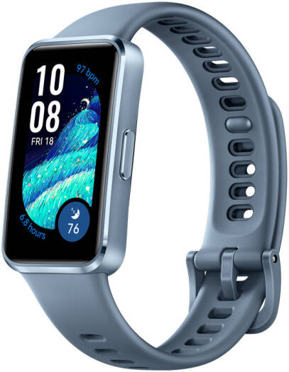 HUAWEI Band 10 smartwatch with 1.47" AMOLED display, 9-axis IMU sensor, emotional wellbeing assistant, advanced sleep analysis, 5 ATM water resistance, aluminum alloy case, fluoroelastomer strap, blue color