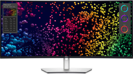 Dell U4025QW UltraSharp 40" Curved Thunderbolt Hub Monitor featuring a 39.7" 5K WUHD IPS screen, 120Hz refresh rate, 5ms fast response time, 2500R curvature, and 1.07 billion color support — White.