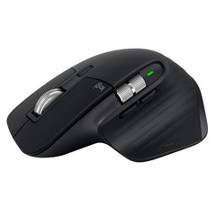 Logitech MX Master 3S Wireless Mouse featuring ultra-fast scroll wheel, 7-button control, 8000 DPI precision, silent clicks, USB-C charging, Bluetooth connectivity, and up to 10m wireless range in Graphite.