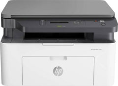 HP 135A LaserJet Multifunction Printer with up to 150-sheet input capacity, 20 ppm print speed, USB 2.0 connectivity, 1200 DPI print resolution, 10,000-page monthly duty cycle, White finish