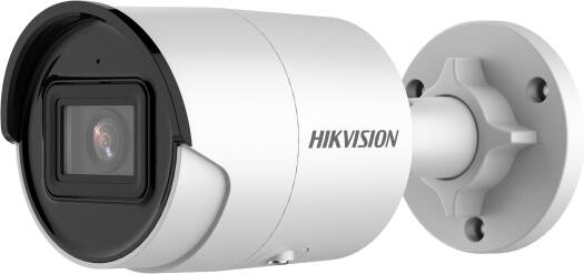 Hikvision 3K Smart Hybrid Light Fixed Mini Bullet Camera with a 3K CMOS sensor, 2.8mm fixed lens, and up to 20m range for white light and IR, in white.