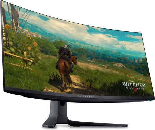 Dell Alienware 34" Curved Gaming Monitor with WQHD QD-OLED screen, 165Hz refresh rate, 0.1ms (GtG) response time, AMD FreeSync Premium Pro, and support for 1.07 billion colors — Black.