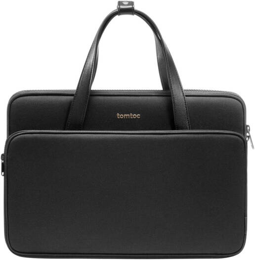 Her-H22 Laptop Shoulder Bag – CornerArmor Technology, Spacious and Organized Storage, Soft Leather Handle, Smart Luggage Strap, YKK Zipper, Water-Repellent Surface – Black