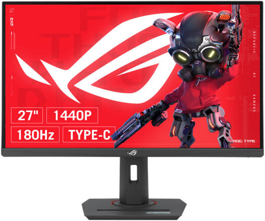 ASUS ROG Strix XG27ACS Gaming Monitor – 27" WQHD Fast IPS display, 180Hz refresh rate, 1ms (GtG) response time, USB Type-C connectivity, NVIDIA G-Sync and AMD FreeSync support, Black.