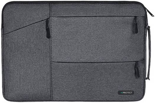 PROTECT 13" laptop sleeve bag in gray, made from premium water-resistant fabric, fits laptops and MacBooks up to 13.3 inches.