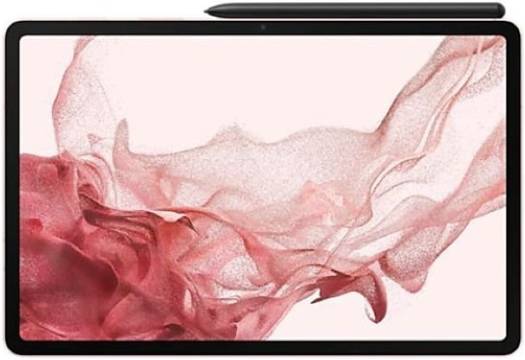 Samsung Galaxy Tab S8 – 11.0" LCD display, 8GB RAM, 128GB storage, Wi-Fi connectivity, Snapdragon 8 2.99 GHz processor, 13MP + 6MP rear and 12MP front cameras, 8000mAh battery, ME version, in Pink Gold.