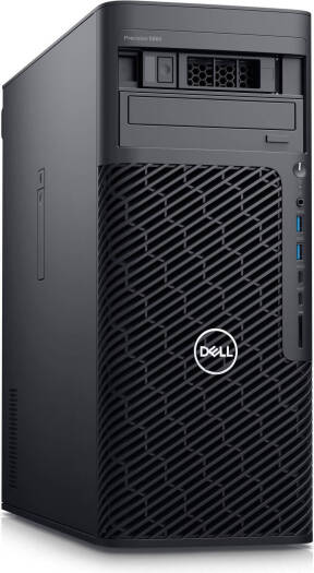 Dell Precision 5860 Tower workstation with Intel Xeon W5-2565X processor, 32GB RAM, 2TB SSD, NVIDIA RTX A1000 8GB GPU, English-Arabic keyboard and mouse, running Windows 11 Pro.