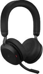 Jabra Evolve2 75 MS Stereo USB-C Headset, Up to 100 Ft Wireless Range, Bluetooth, Active Noise Cancellation, Flexible Boom Mic, 36 Hours Battery Life, Dual-Foam Ear Cushions, Black