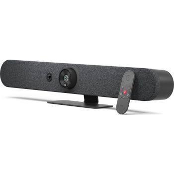 Logitech Rally Bar Mini All-in-One Webcam – Video Bar for Medium-Sized Rooms, Up to 4K Display Resolution, PTZ Camera with AI Viewfinder, Zoom/Tilt/Pan Functionality, Graphite Finish