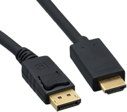Generic 1.8 m DisplayPort to HDMI Cable in black, with DP male to HDMI male connectors, offering high-quality transmission for desktops and laptops.