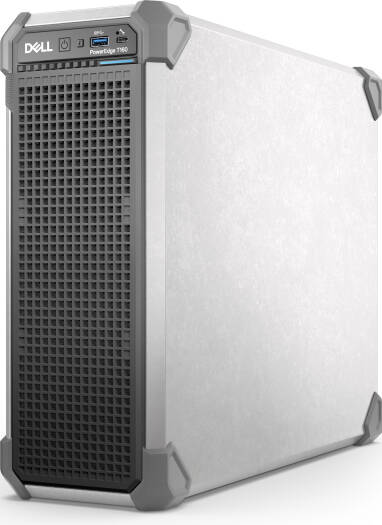 Dell PowerEdge T160 tower with a 3.5" chassis supporting up to 3 cabled drives, Intel Xeon E-2414 processor, 32GB RAM, 960GB 2.5" SATA SSD, Broadcom 5720 dual-port network, and iDRAC9 Basic 16GB.