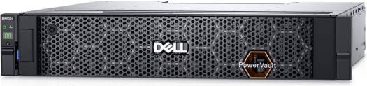 Dell PowerVault ME5024 2U storage array with rack rails, dual controllers, 10Gb iSCSI Base-T 8-port connectivity, 53.76TB total capacity (7×7.68TB SAS SSDs), and a 580W redundant power supply.