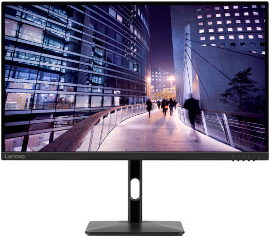 Lenovo N27p 27-inch IPS monitor with 4K UHD resolution, up to 62Hz refresh rate, 4ms (Extreme Mode) response time, WLED backlighting, 1.07 billion color support, in Raven Black.