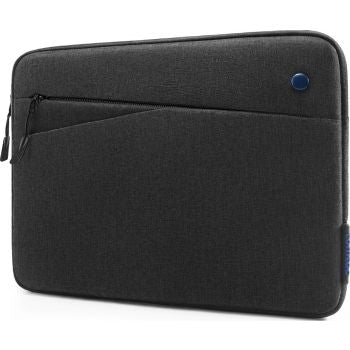Black Tomtoc tablet sleeve compatible with 11", 10.9", and 10.2" iPads, Microsoft Surface Go 1/2, and Samsung Galaxy Tab, also fits Apple Magic Keyboard and Smart Keyboard Folio.