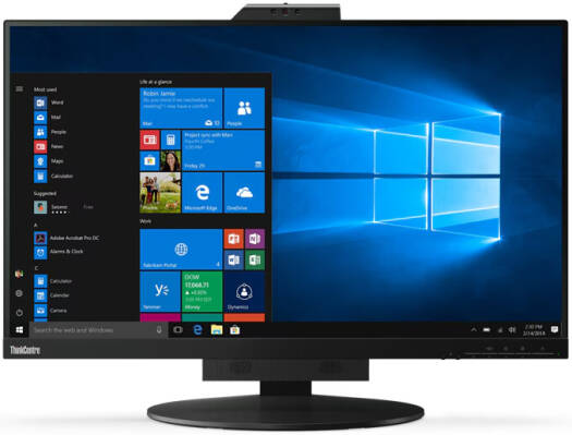 Lenovo ThinkCentre Tiny-In-One 27 27-inch IPS monitor with QHD resolution, 60Hz refresh rate, 4ms (Extreme Mode) response time, 16.7 million color support, built-in speakers, in black.
