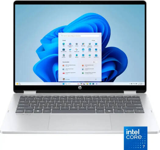 HP OmniBook 5 Flip Laptop, 14" 2K IPS Touchscreen Display, Intel Core 7 Series 1 Processor, 16GB RAM, 512GB SSD, Integrated Intel Graphics, English Keyboard, Windows 11 Home, Glacier Silver.